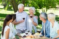 Happy senior toasting with their family Royalty Free Stock Photo