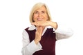 Happy senior woman gesture time out Royalty Free Stock Photo