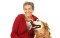 Happy Senior Woman With her Golden Retriever Royalty Free Stock Photo