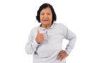 happy senior woman showing thumbs up isolated on white background Royalty Free Stock Photo