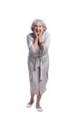 Happy senior woman wearing light dress isolated Royalty Free Stock Photo