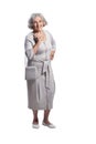 Happy senior woman wearing light dress isolated Royalty Free Stock Photo
