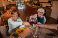 Happy senior women toasting with red wine glasses Royalty Free Stock Photo