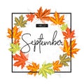 Happy September calligraphy inscription. Autumn banner template.