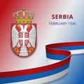 Happy Serbia independence day celebration poster. Emblem of Serbia. 15th of February. Serbian double eagle.Vector