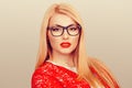 Happy serious business woman retro style Royalty Free Stock Photo