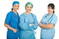 Happy and serious doctors women