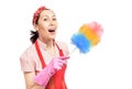 Happy service cleaning woman Royalty Free Stock Photo