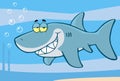 Happy shark cartoon character