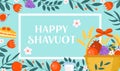 Happy Shavuot greeting card, poster, invitation, flyer. Shavuot template for your design. Jewish holiday background