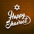 Happy Shavuot greeting with hebrew letters on background means Jewish holiday of Shavuot