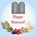 Happy Shavuot With 7 Species And Rock Of Ten Commandments