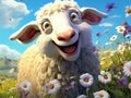 Happy sheep  Made With Generative AI illustration Royalty Free Stock Photo