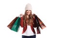 Happy Shopper Woman With Paper Bags