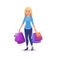 Happy shopping girl or woman with bags. Big Sale. Royalty Free Stock Photo