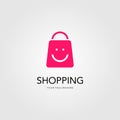 Happy shopping smile logo in the bag symbol for your market shop Royalty Free Stock Photo