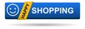 Happy shopping web button blue on white