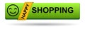 Happy shopping web button green on white