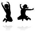 Happy Silhouette Kids Jumping Royalty Free Stock Photo