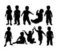 Happy Silhouette Kids Plying Activity, art vector design