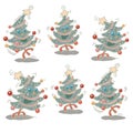 Happy,silly,crazy Christmas Tree cartoon character Royalty Free Stock Photo