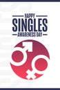 Happy Singles Awareness Day. Holiday concept. Template for background, banner, card, poster with text inscription