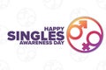 Happy Singles Awareness Day. Holiday concept. Template for background, banner, card, poster with text inscription