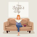 happy singles day lettering