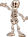 Happy cartoon white skeleton with presenting pose