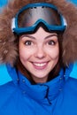 Happy skier with mask