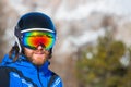 Happy skier on slope at Cortina