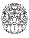 Happy skull with ornament coloring page for Day of the Dead vector illustration Royalty Free Stock Photo