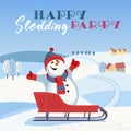 Happy sledding party invitation vector template Royalty Free Stock Photo