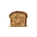 Happy Slice of Multigrain Bread with Oats and a Smile Royalty Free Stock Photo