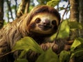Ai Generated illustration Wildlife Concept of Happy sloth