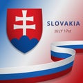 Happy Slovakia independence day celebration poster. Emblem of Slovakia. 17th of July. Vector illustration. White