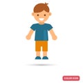 Happy small boy color icon in flat design