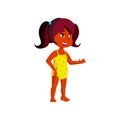 happy small girl wearing swimming costume relax in aqua park cartoon vector