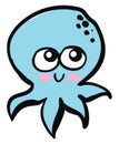 Happy small octopus, illustration, vector