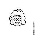 Happy Smile Eyes Open with a raised eyebrow Emoticon girl, woman Icon Vector Illustration. Outline Style. Smile vector icon, happy Royalty Free Stock Photo