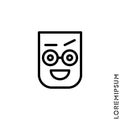 Happy Smile Eyes Open with a raised eyebrow Emoticon Icon Vector Illustration. Outline Style. Smile vector icon, happy symbol. Royalty Free Stock Photo