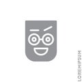 Happy Smile Eyes Open with a raised eyebrow Emoticon Icon Vector Illustration. Style. Smile vector icon, happy symbol. Linear Royalty Free Stock Photo