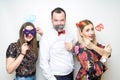 Photo booth props party cheers girl woman man husband