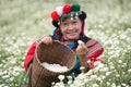 Happy smile hill tribe Chrysanthemum garden Royalty Free Stock Photo