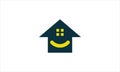 Happy Smile house or smiling home logo vector icon design stay home symbol template