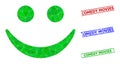 Happy Smile Polygonal Icon and Scratched Comedy Movies Simple Watermarks