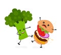 Happy smile strong broccoli kick burger