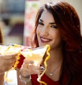 Happy smile Woman with glasses with cocktails