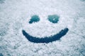 Happy smiley emoticon face in snow Royalty Free Stock Photo