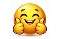 Happy smiley emoticon face with thumb up illustration. Royalty Free Stock Photo